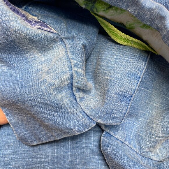 Tommy Bahama Linen Shirt L Blue Relax Short Sleeve Blue Beach Button Up - Picture 4 of 12